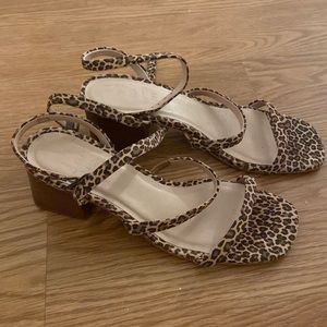 Strapped cheetah print block sandals with square toe. Only worn a few times!